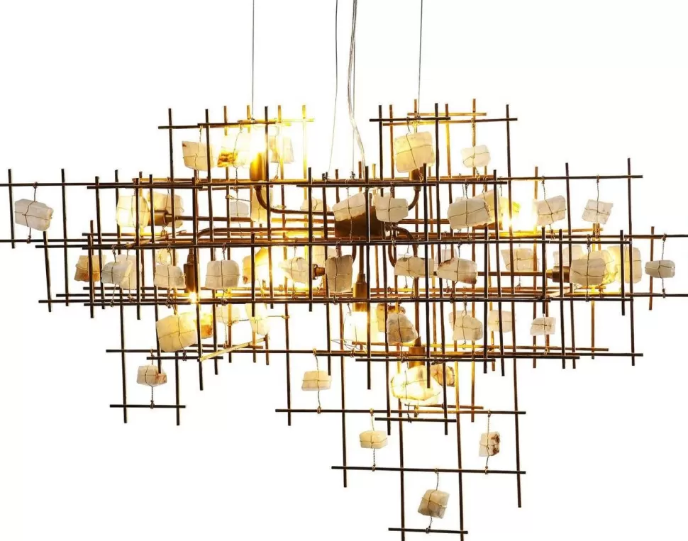 Lampy Wiszące-KARE Design Lampa Wisząca Stone Mobile 100x61 Cm Złota