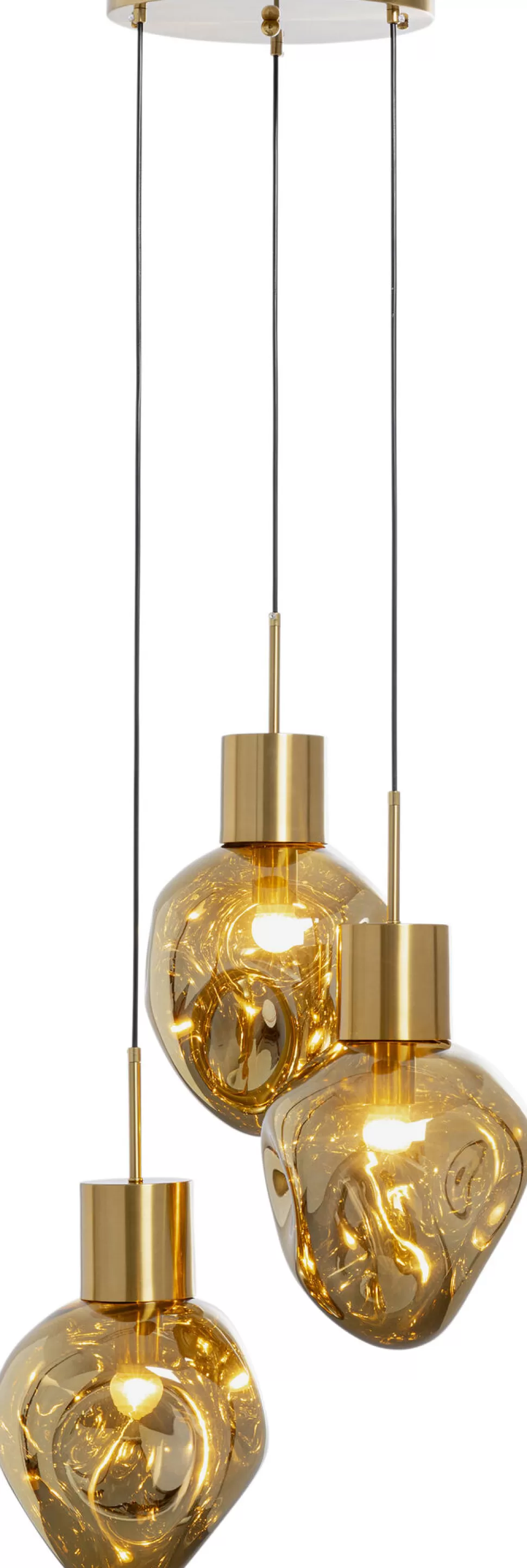 Lampy Wiszące-KARE Design Lampa Wisząca Złota 3L Stal I Szkło Ø45x160 Cm