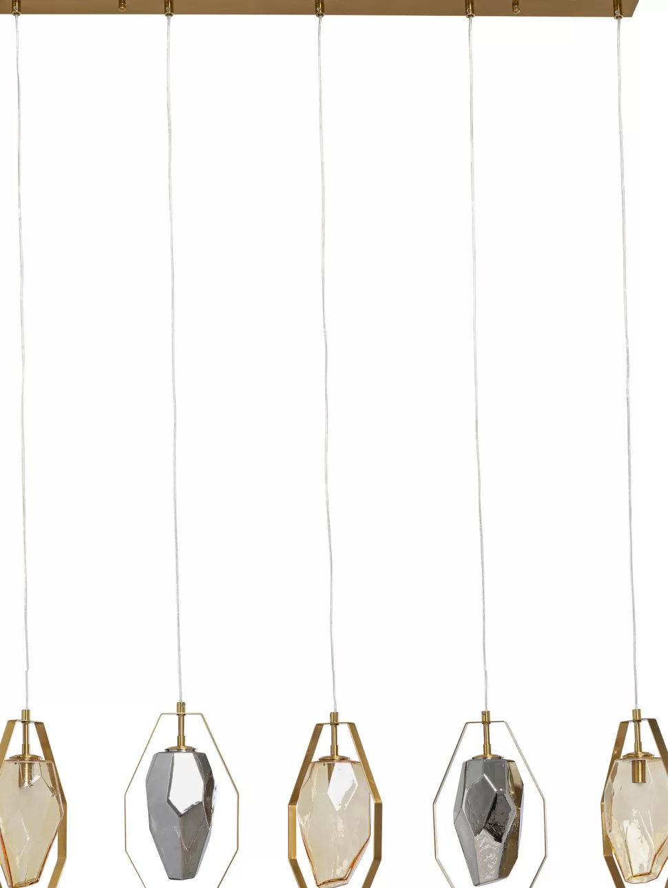 Lampy Wiszące-KARE Design Lampa Wisząca Złota Klosze Szklane 5xG9 110 Cm
