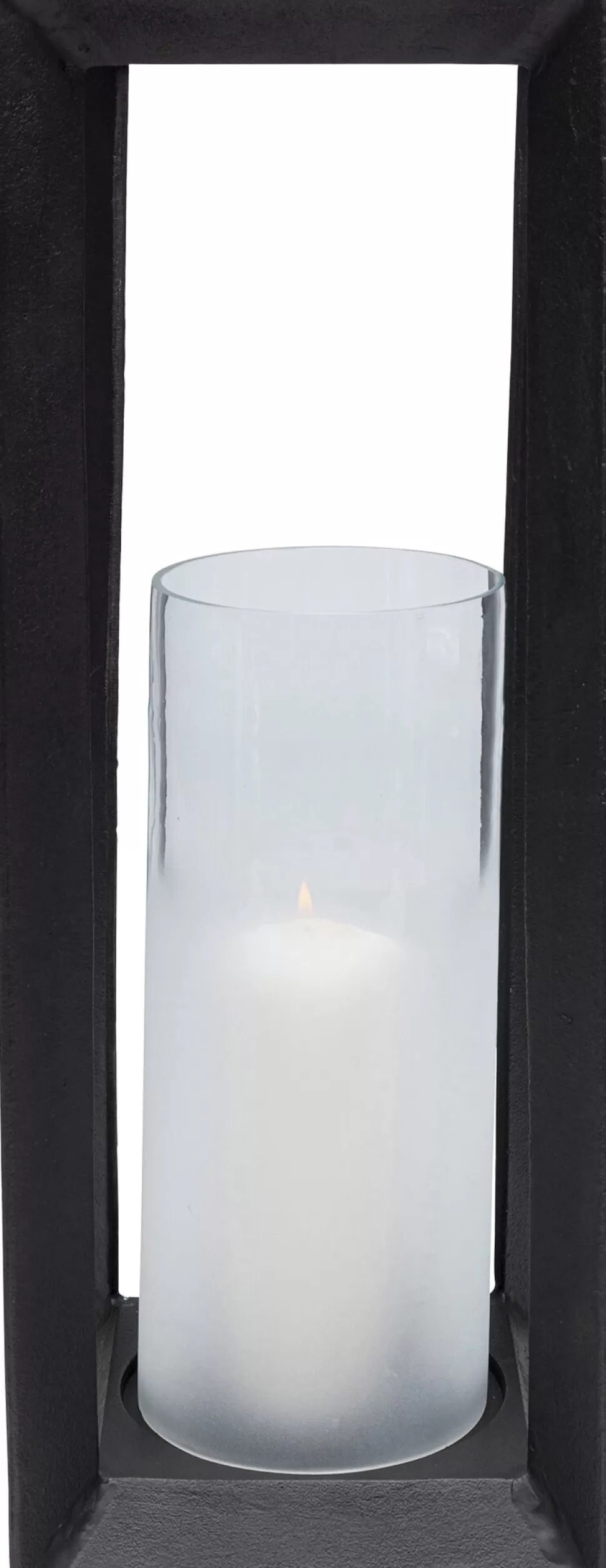 Lampiony I Latarenki-KARE Design Latarenka Loft Duża Czarna Aluminium I Szło 22x61 Cm