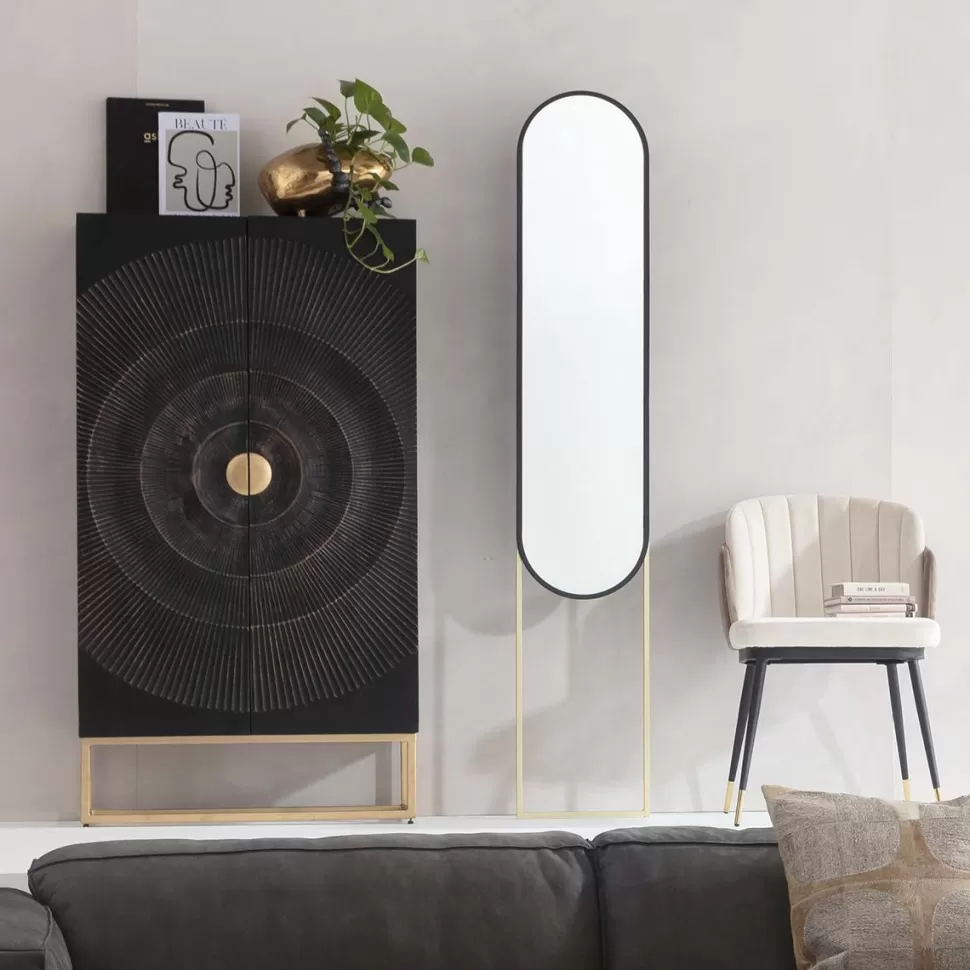 Lustra-KARE Design Lustro Alice 32x175 Cm Rama Czarno-złota
