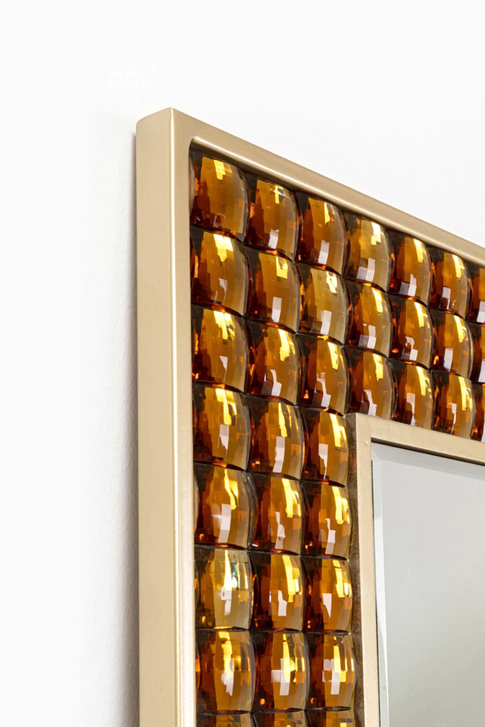 Lustra-KARE Design Lustro Glamour Do Salonu Złote Stal I Szkło 80x180 Cm