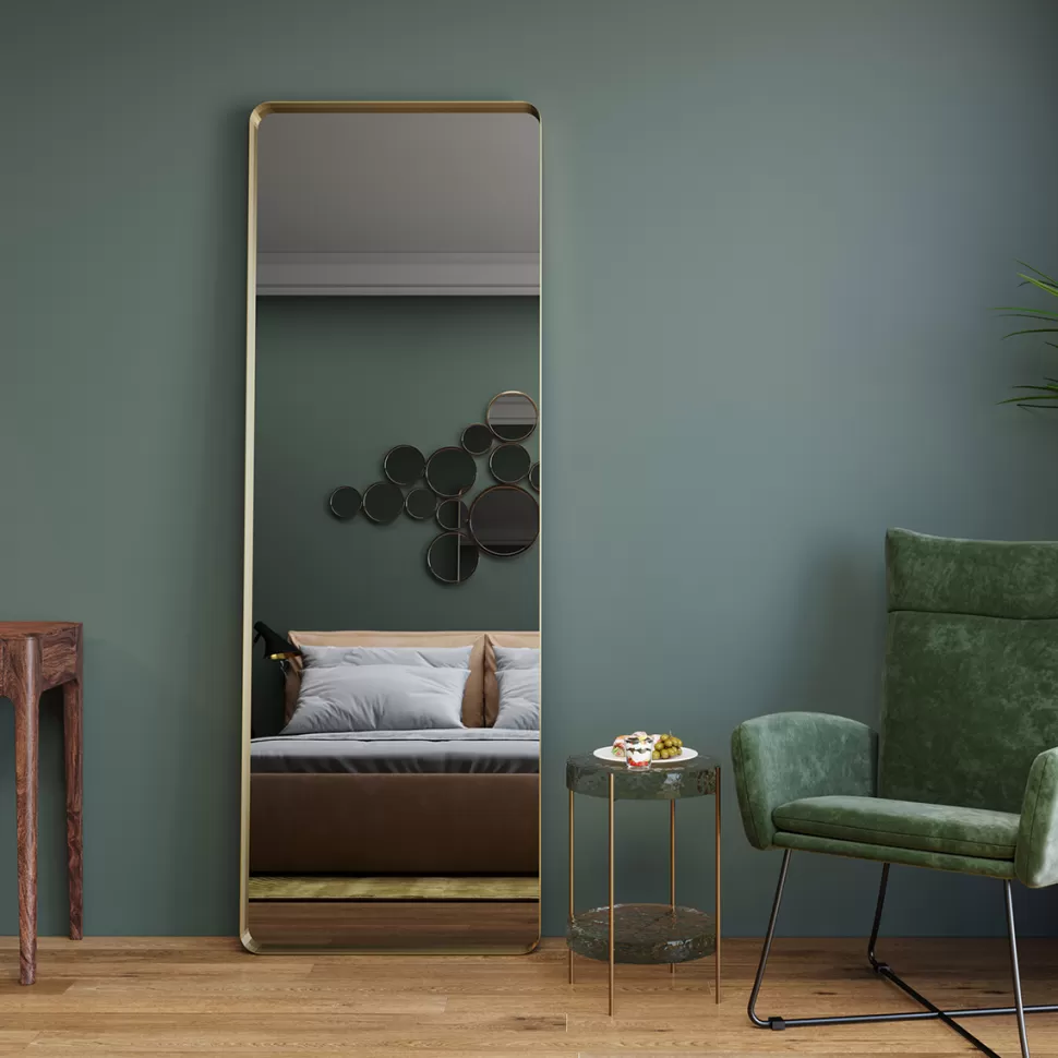 Lustra-KARE Design Lustro Stojące Curve Rectangular 200x70 Cm Miedziane