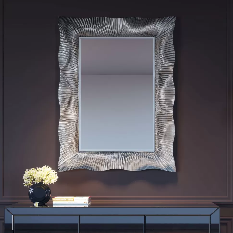 Lustra-KARE Design Lustro Wavy 94x124 Cm Srebrne