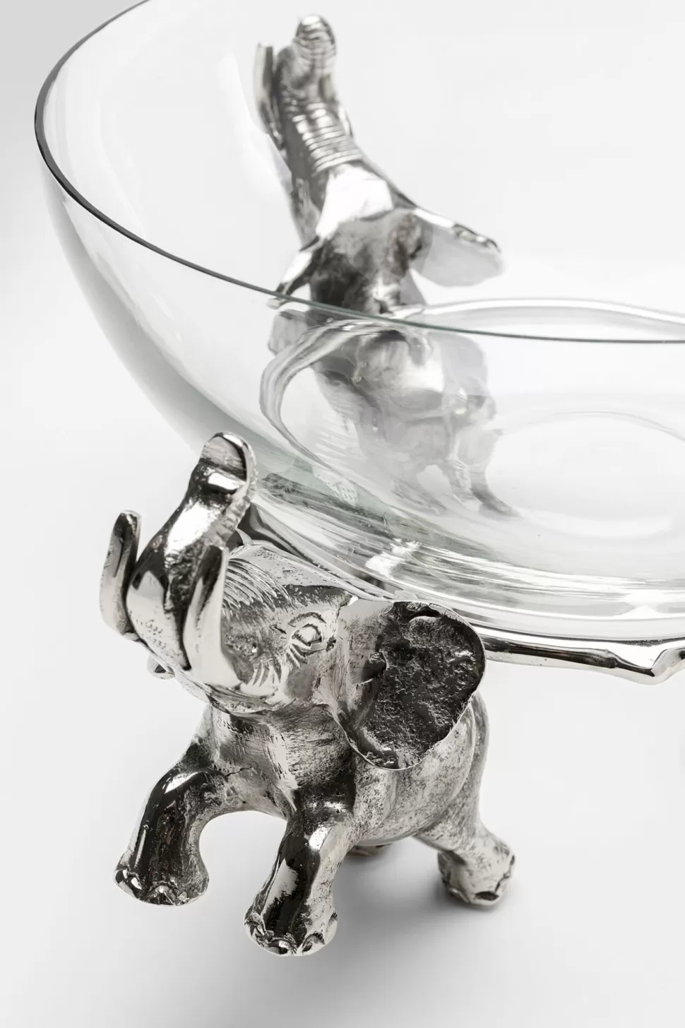 Zastawa Stołowa | Misy-KARE Design Misa Dekoracyjna Transparentne Szkło I Srebrne Aluminium 32x32 Cm Słonie