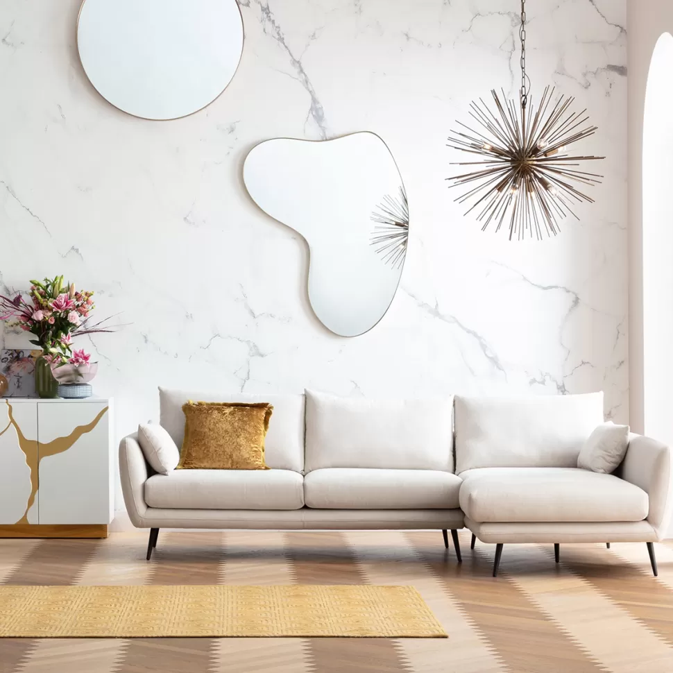 Narożniki-KARE Design Narożnik Amalfi 275x159 Cm Kremowy Prawy