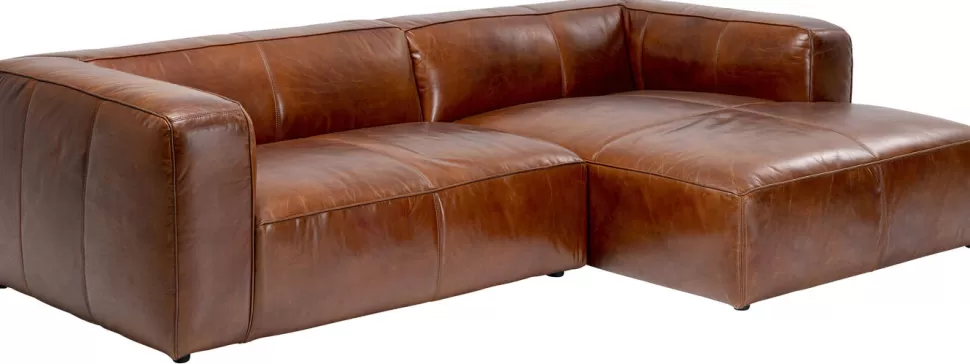 Narożniki-KARE Design Narożnik Cubetto 270x170 Cm Brązowy Skóra Naturalna - Prawy
