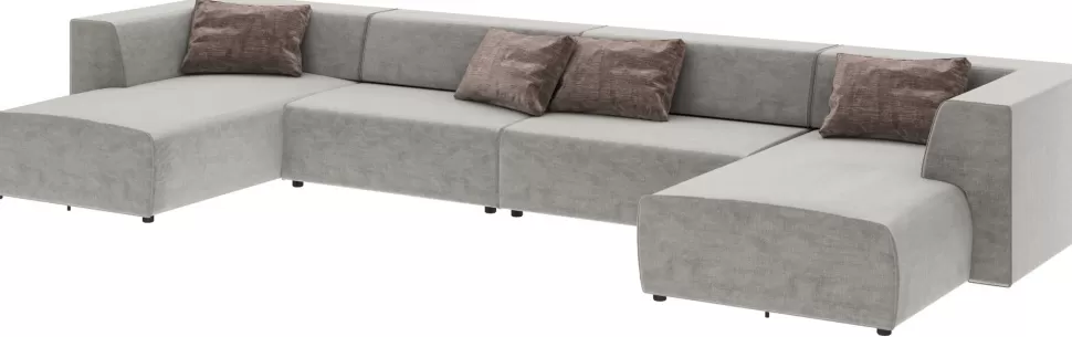 Narożniki-KARE Design Narożnik Duży Do Salonu Modułowy W Kształcie U 434x182 Cm Szary