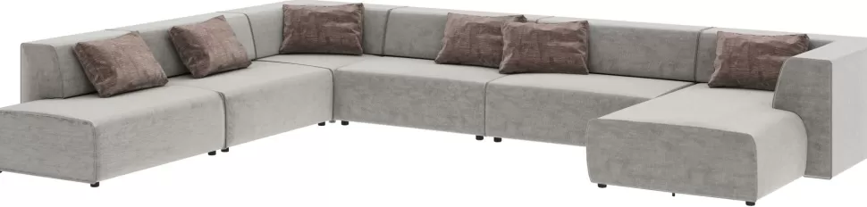Narożniki-KARE Design Narożnik Duży W Kształcie U Modułowy Szary 418x340 Cm