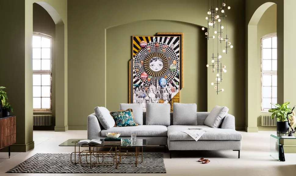 Narożniki-KARE Design Narożnik Gianni Cord 290x167 Cm Szary Prawy
