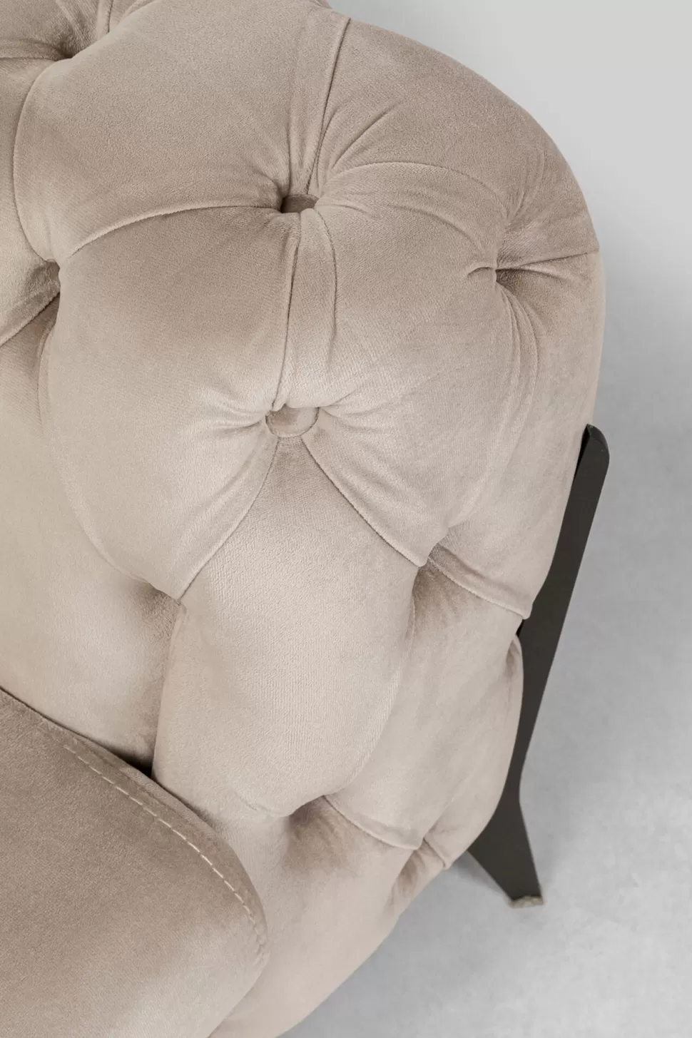 Narożniki-KARE Design Narożnik Lewy Welurowy Pikowany Taupe Glamour 240x180 Cm Nogi Czarne