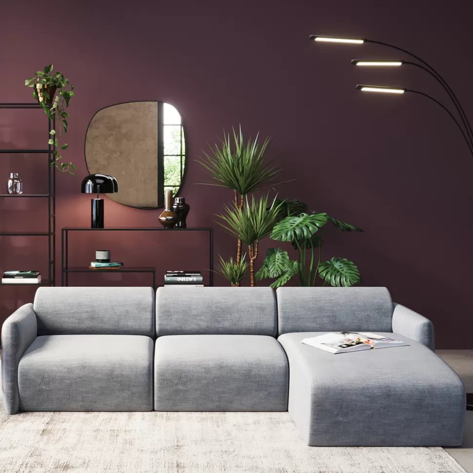Narożniki-KARE Design Narożnik Modułowy Lucca 255x158 Cm Szary Prawy