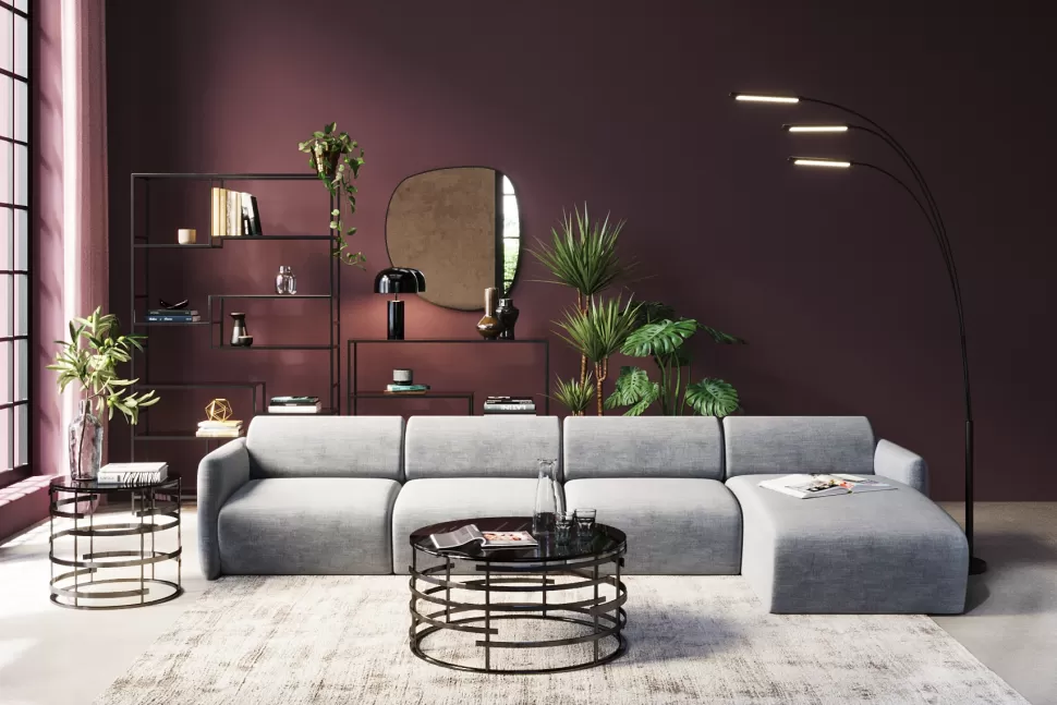 Narożniki-KARE Design Narożnik Modułowy Lucca 331x158 Cm Szary Prawy