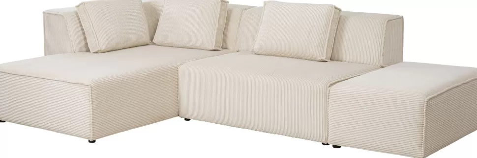 Narożniki-KARE Design Narożnik Modułowy Sztruksowy Kremowy Lewy 306x182 Cm