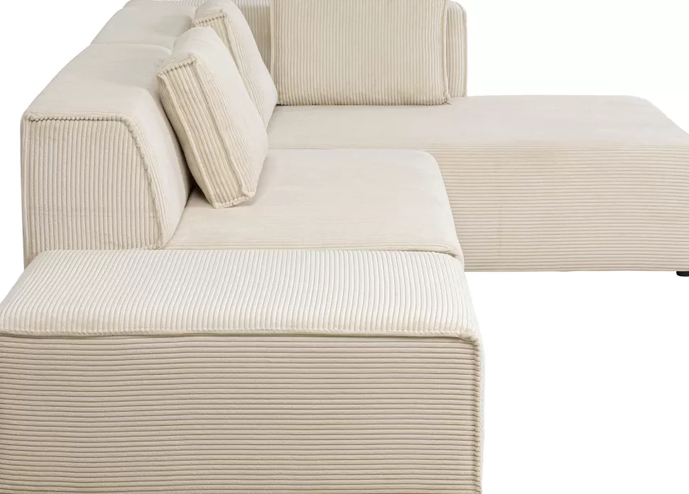 Narożniki-KARE Design Narożnik Modułowy Sztruksowy Kremowy Prawy 306x182 Cm