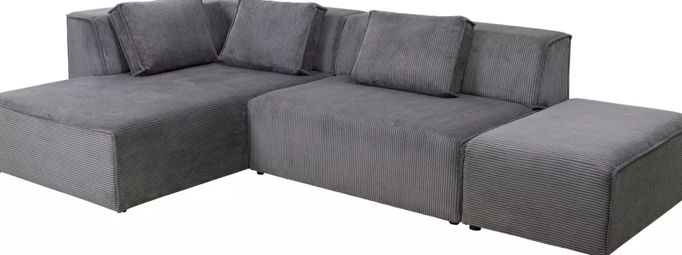 Narożniki-KARE Design Narożnik Modułowy Sztruksowy Szary Lewy 306x182 Cm