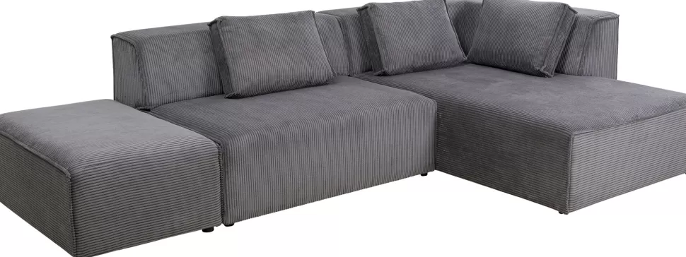 Narożniki-KARE Design Narożnik Modułowy Sztruksowy Szary Prawy 306x182 Cm