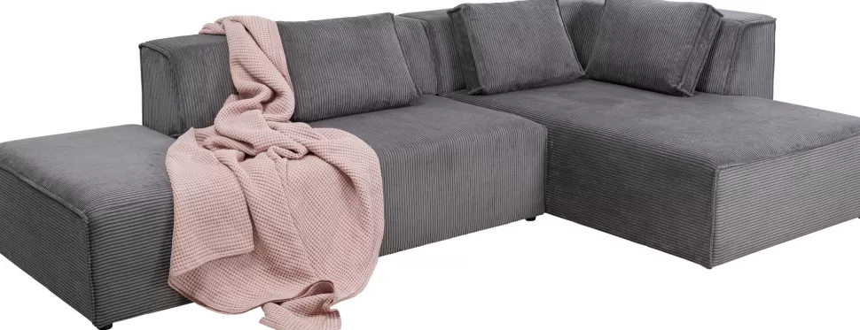 Narożniki-KARE Design Narożnik Modułowy Sztruksowy Szary Prawy 306x182 Cm
