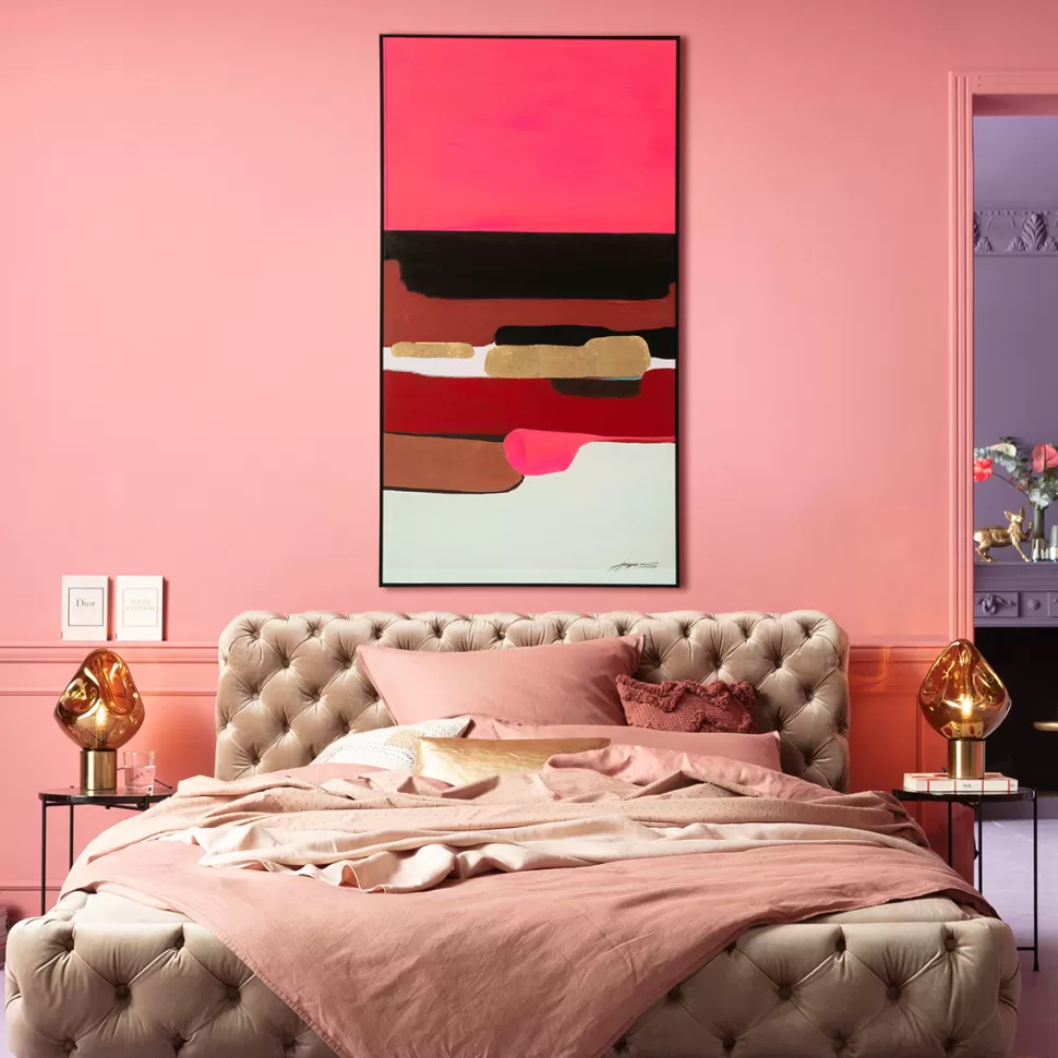 Obrazy-KARE Design Obraz Abstrakcyjne Kształty Ręcznie Malowany 73x143 Cm Różowy