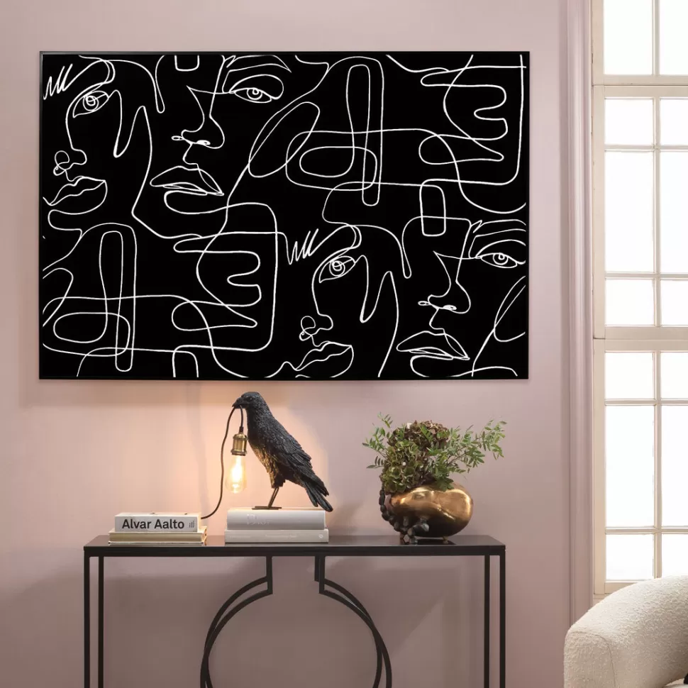 Obrazy-KARE Design Obraz Czarno-biały Twarze Abstrakcyjne Rama Z Aluminium 150x100 Cm
