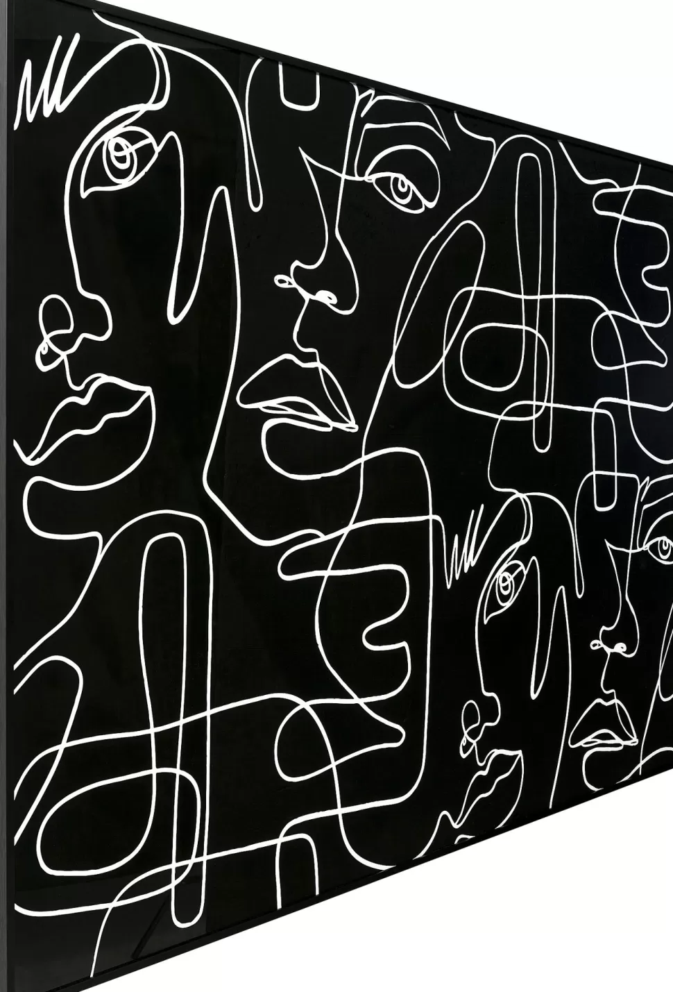 Obrazy-KARE Design Obraz Czarno-biały Twarze Abstrakcyjne Rama Z Aluminium 150x100 Cm