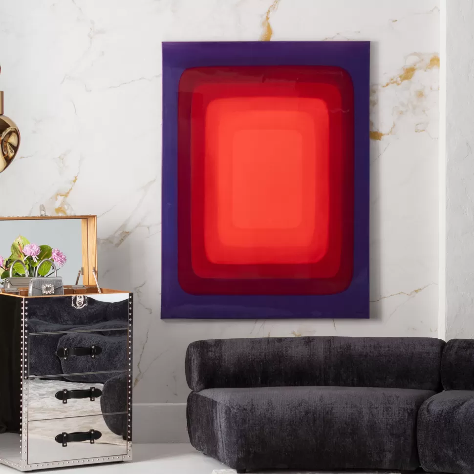Obrazy-KARE Design Obraz Czerwono-niebieski Płótno Bawełniane Prostokąty 120x160 Cm