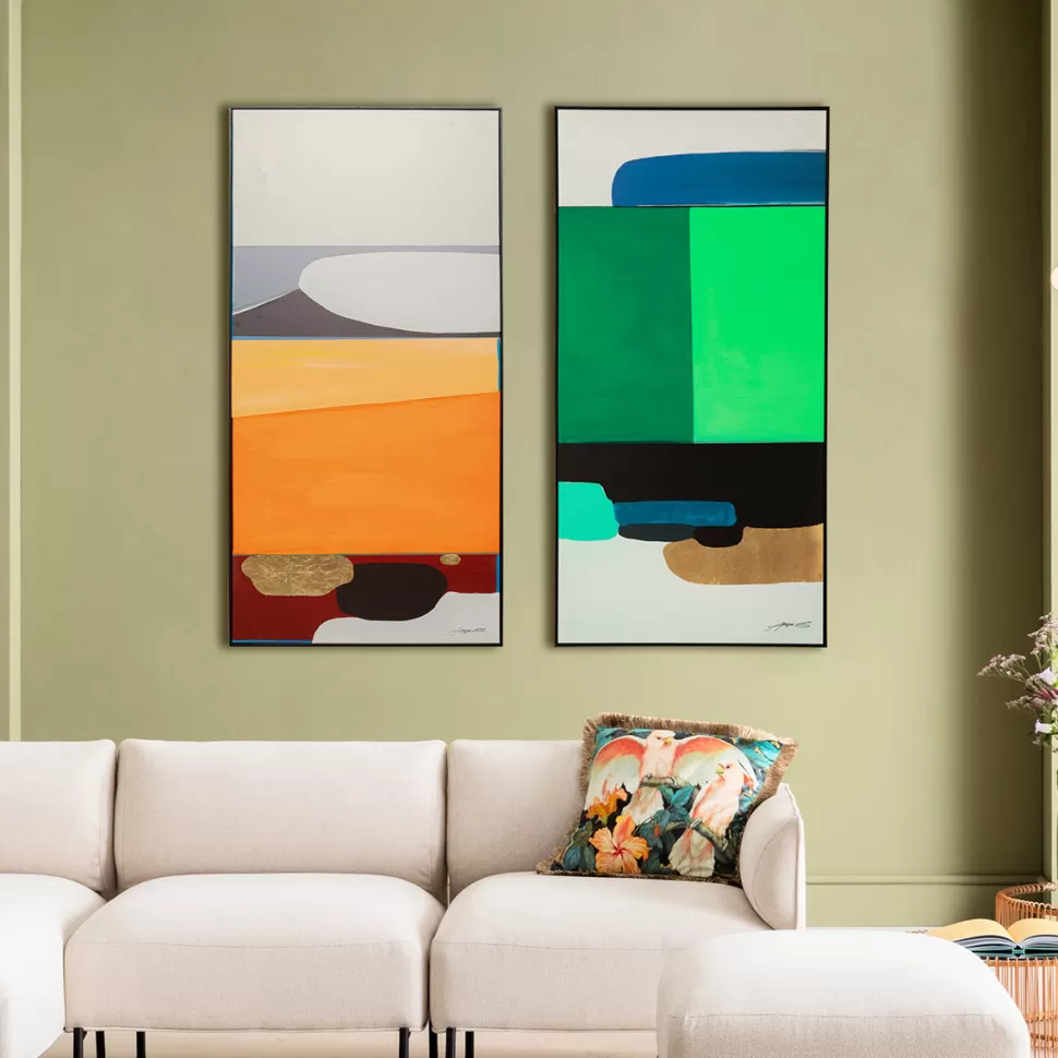 Obrazy-KARE Design Obraz Do Salonu Abstrakcyjny Pomarańczowy 73x143 Cm
