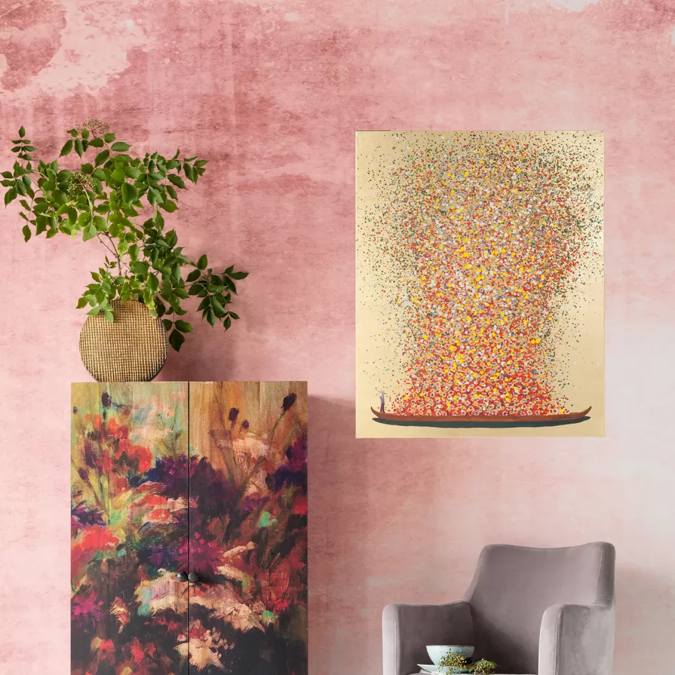 Obrazy-KARE Design Obraz Flower Boat 100x80 Cm Czerwony