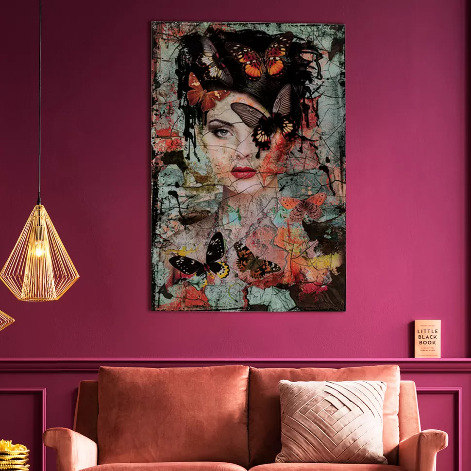 Obrazy-KARE Design Obraz Lady Butterfly 100x150 Cm Kolorowy