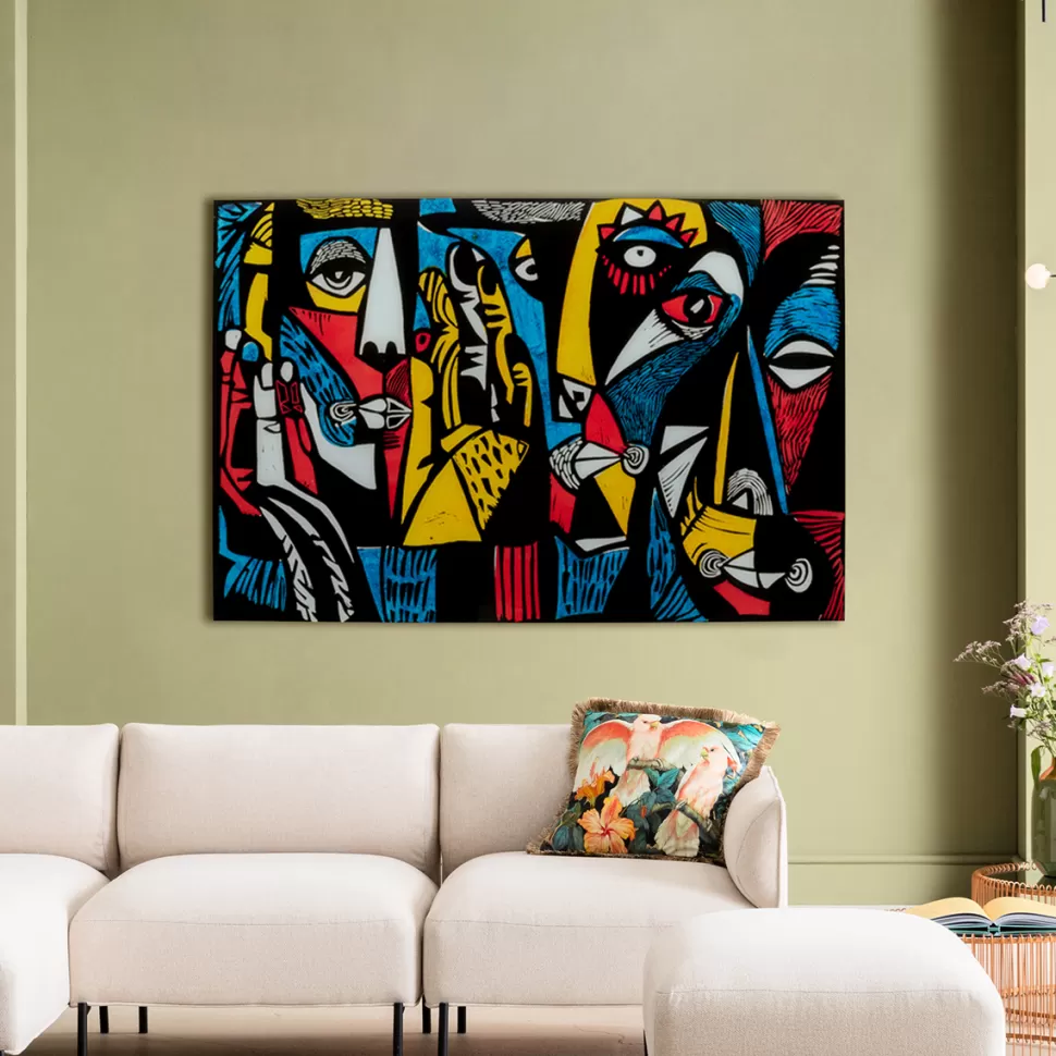 Obrazy-KARE Design Obraz Szklany Kolorowy Awangardowy 150x100 Cm