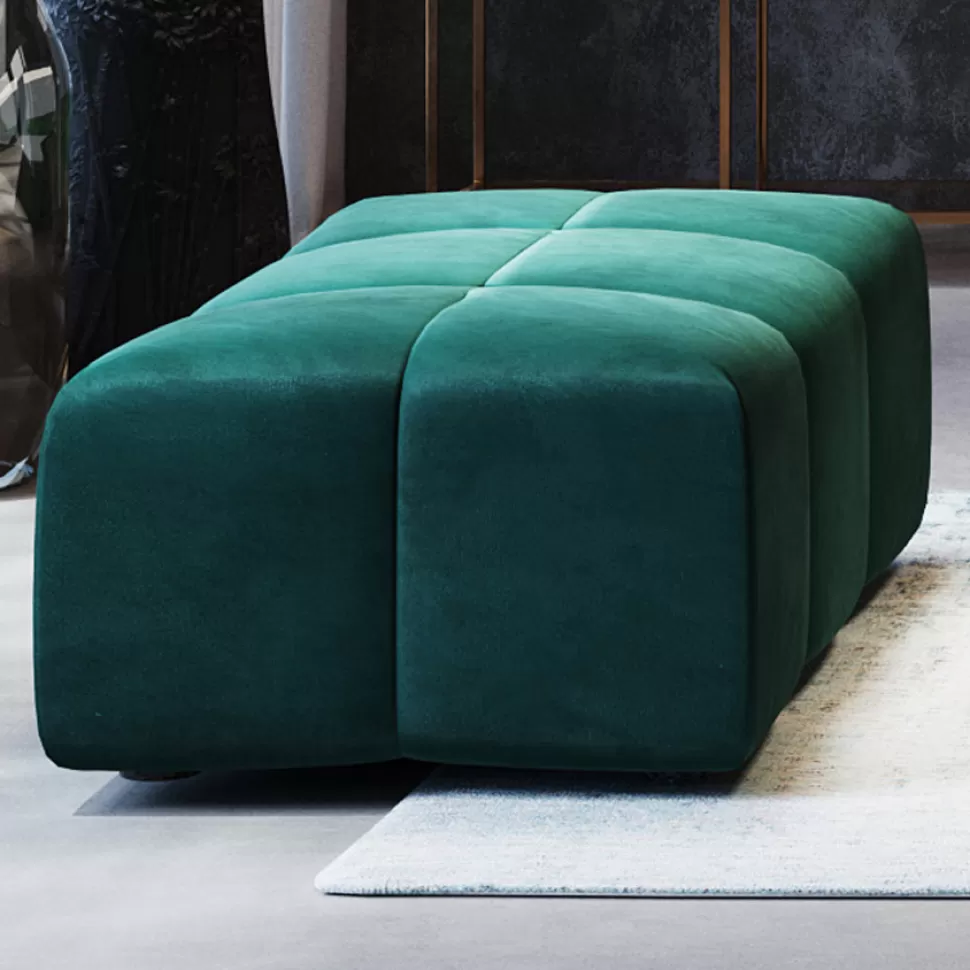 Taborety-KARE Design Podnóżek Belami Velvet 105x70 Cm Ciemnozielony