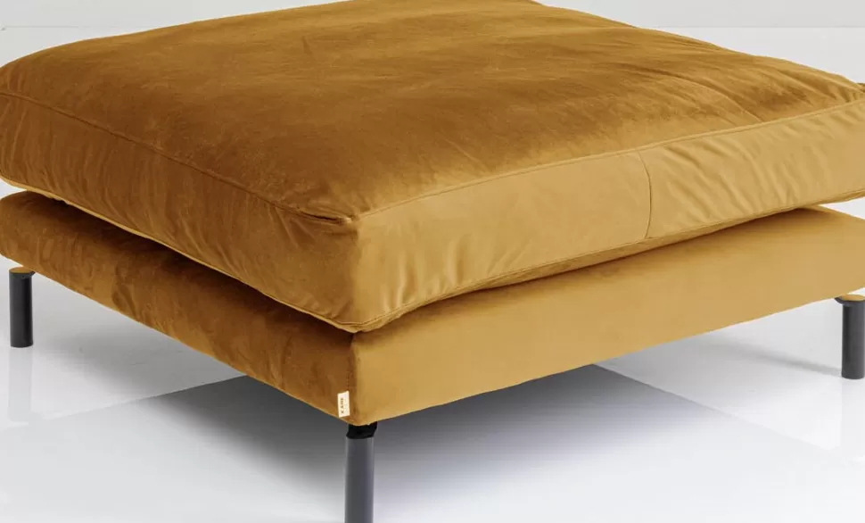 Taborety-KARE Design Podnóżek Discovery 102x102 Cm Bursztynowy