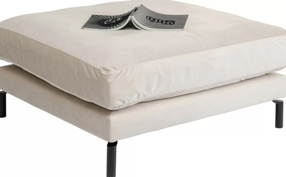 Taborety-KARE Design Podnóżek Discovery 102x102 Cm Kremowy