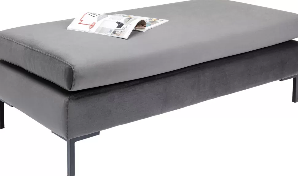 Taborety-KARE Design Podnóżek Gianni Velvet 130x62 Cm Ciemnoszary