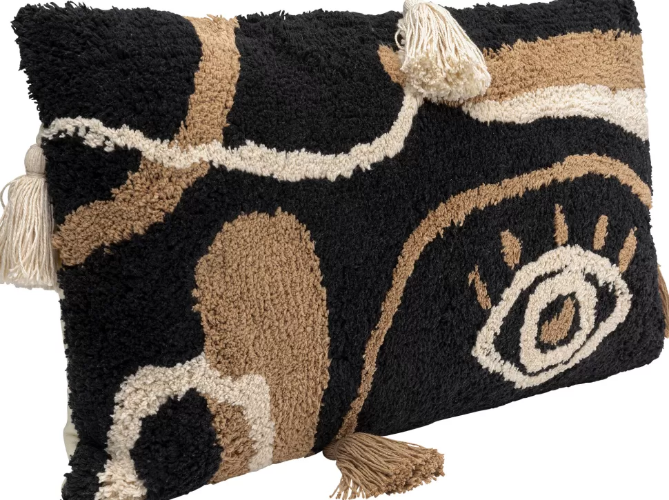 Poduszki Dekoracyjne-KARE Design Poduszka Dekoracyjna Boho Z Frędzami 60x35 Cm Oko Czarno-beżowa