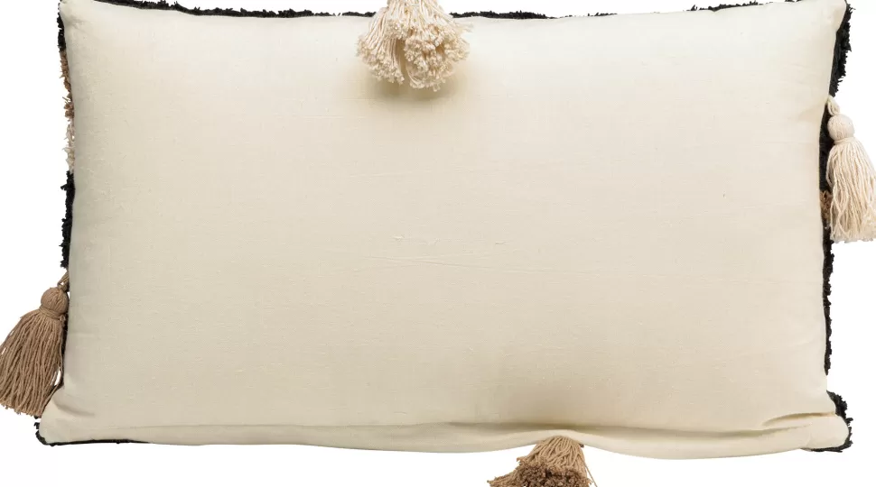 Poduszki Dekoracyjne-KARE Design Poduszka Dekoracyjna Boho Z Frędzami 60x35 Cm Oko Czarno-beżowa