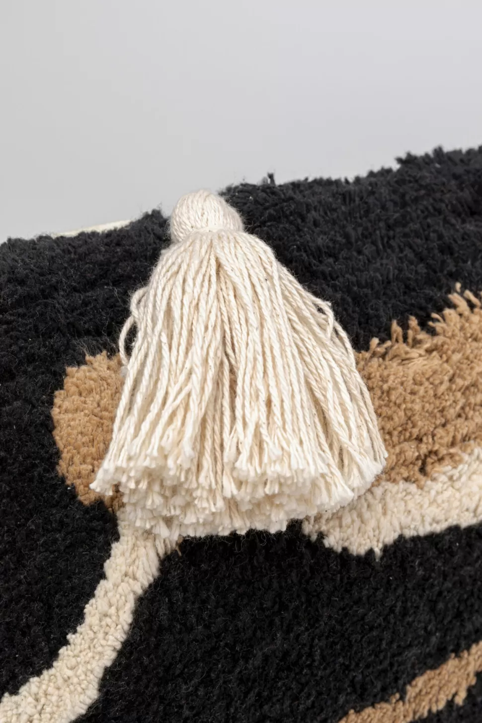 Poduszki Dekoracyjne-KARE Design Poduszka Dekoracyjna Boho Z Frędzami 60x35 Cm Oko Czarno-beżowa
