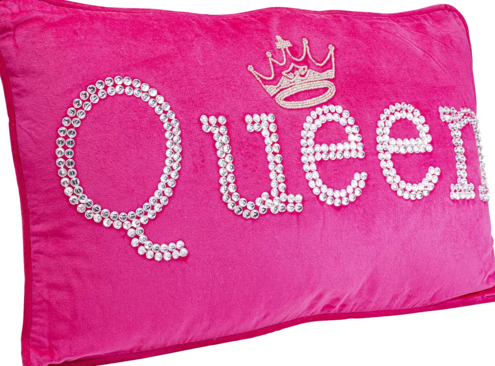 Poduszki Dekoracyjne-KARE Design Poduszka Dekoracyjna Różowa Aksamitna Z Napisem Queen 60x35 Cm