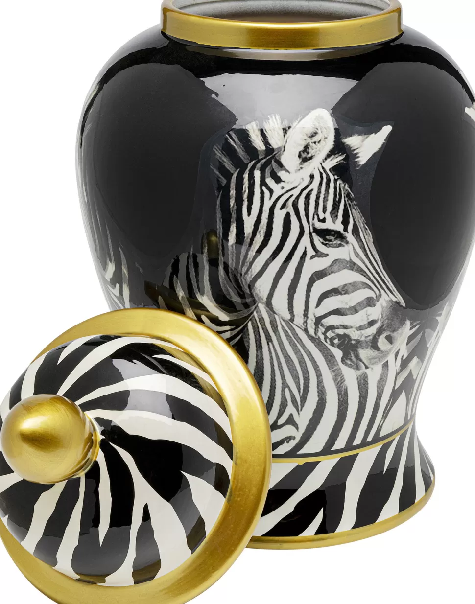 Figurki Dekoracyjne-KARE Design Pojemnik Dekoracyjny Z Porcelany Zebra Ø20x38 Cm