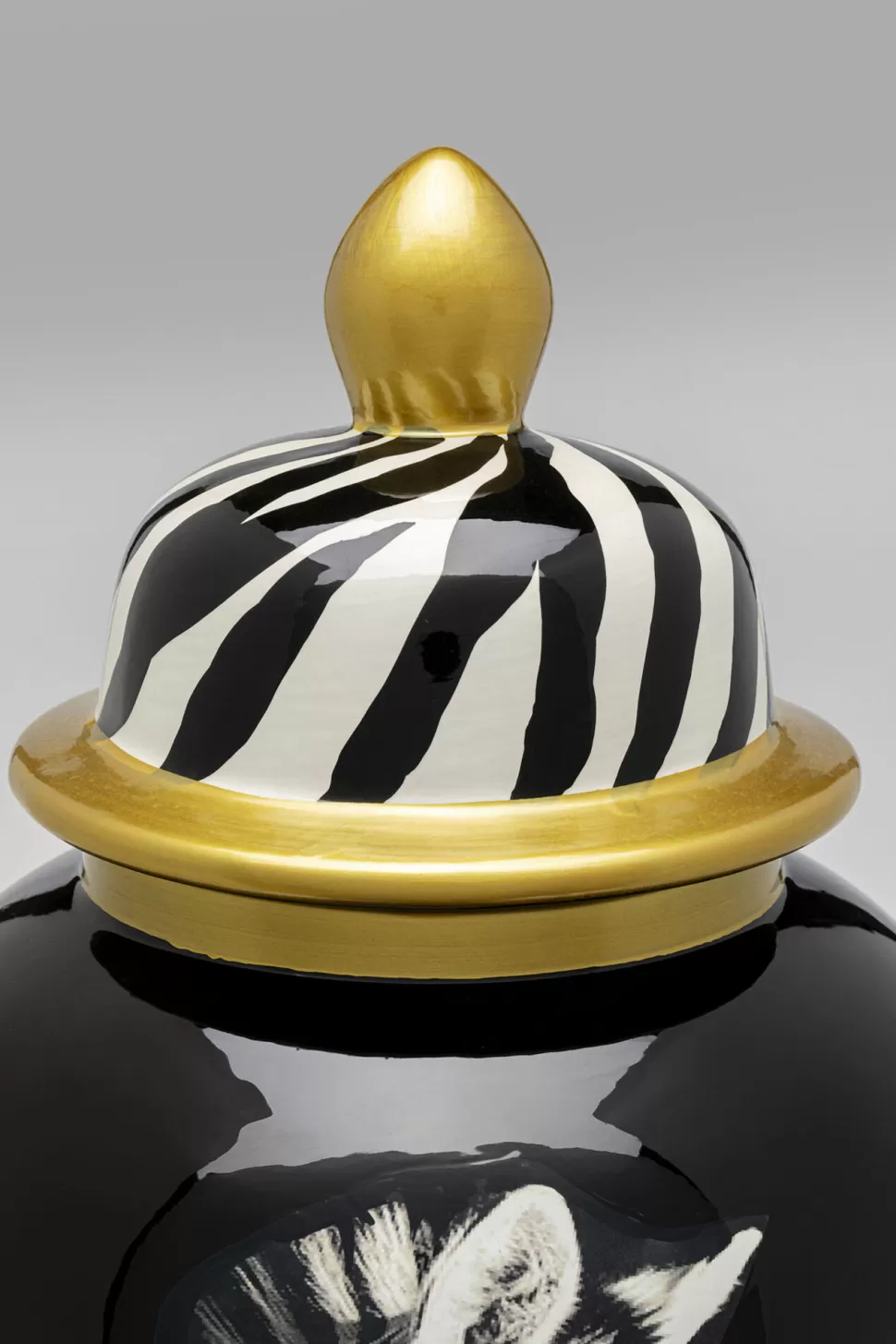 Figurki Dekoracyjne-KARE Design Pojemnik Dekoracyjny Z Porcelany Zebra Ø20x38 Cm