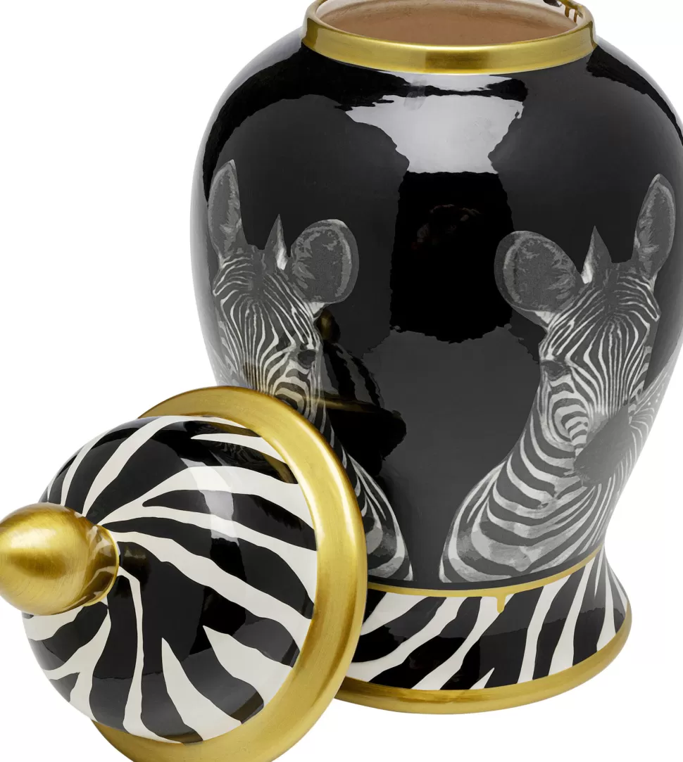 Figurki Dekoracyjne-KARE Design Pojemnik Dekoracyjny Z Porcelany Zebry Ø24x46 Cm