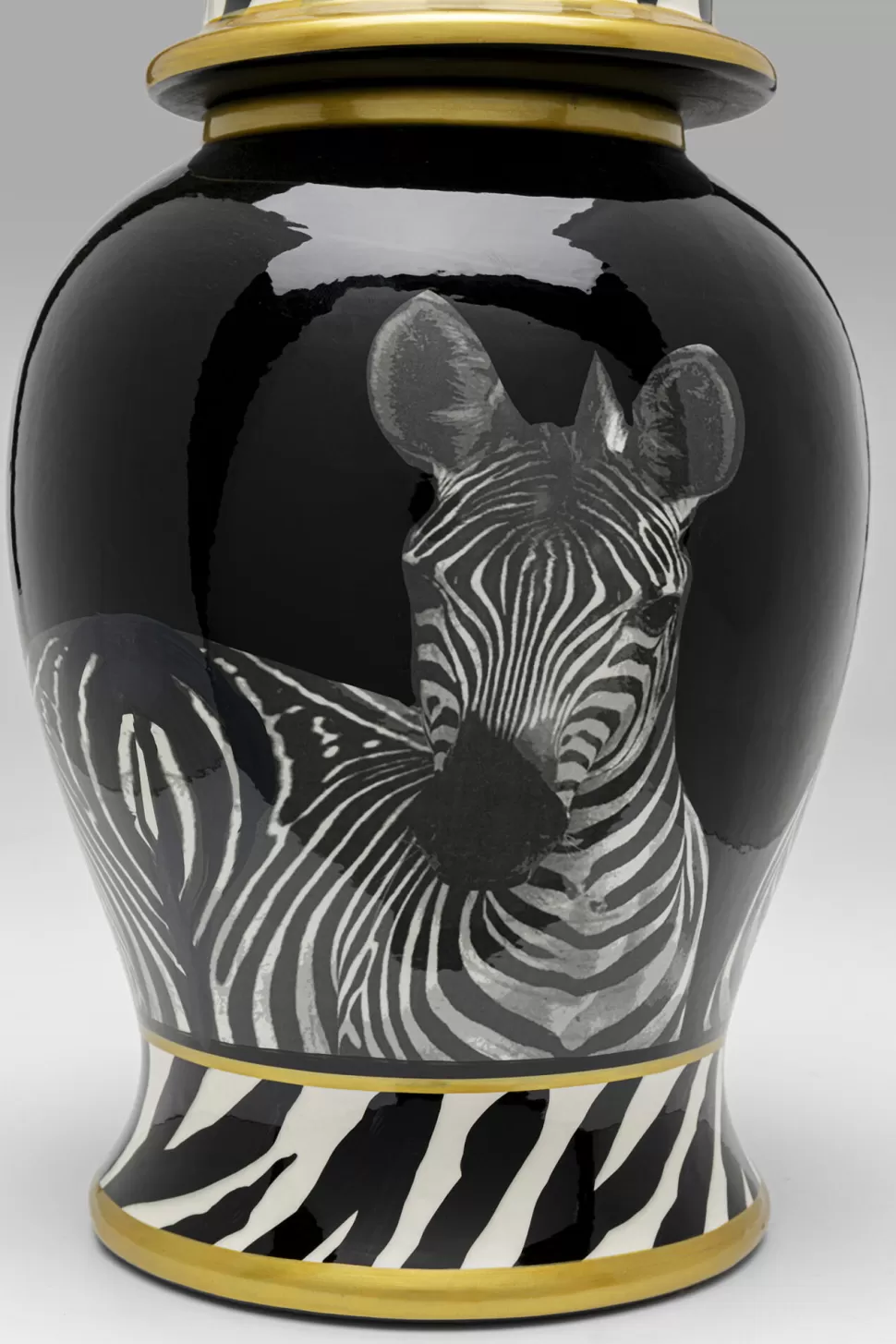 Figurki Dekoracyjne-KARE Design Pojemnik Dekoracyjny Z Porcelany Zebry Ø24x46 Cm