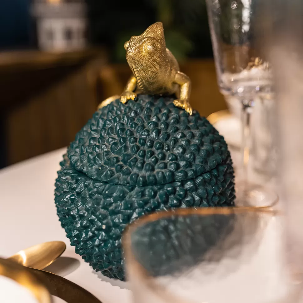 Pojemniki-KARE Design Pudełko Na Biżuterię Lub Kosmetyki Chameleon 20 Cm Zielono-złote