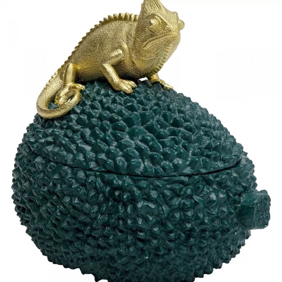 Pojemniki-KARE Design Pudełko Na Biżuterię Lub Kosmetyki Chameleon 20 Cm Zielono-złote