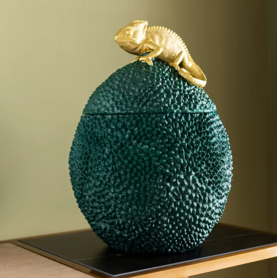 Pojemniki-KARE Design Pudełko Na Biżuterię Lub Kosmetyki Chameleon 34 Cm Zielono-złote