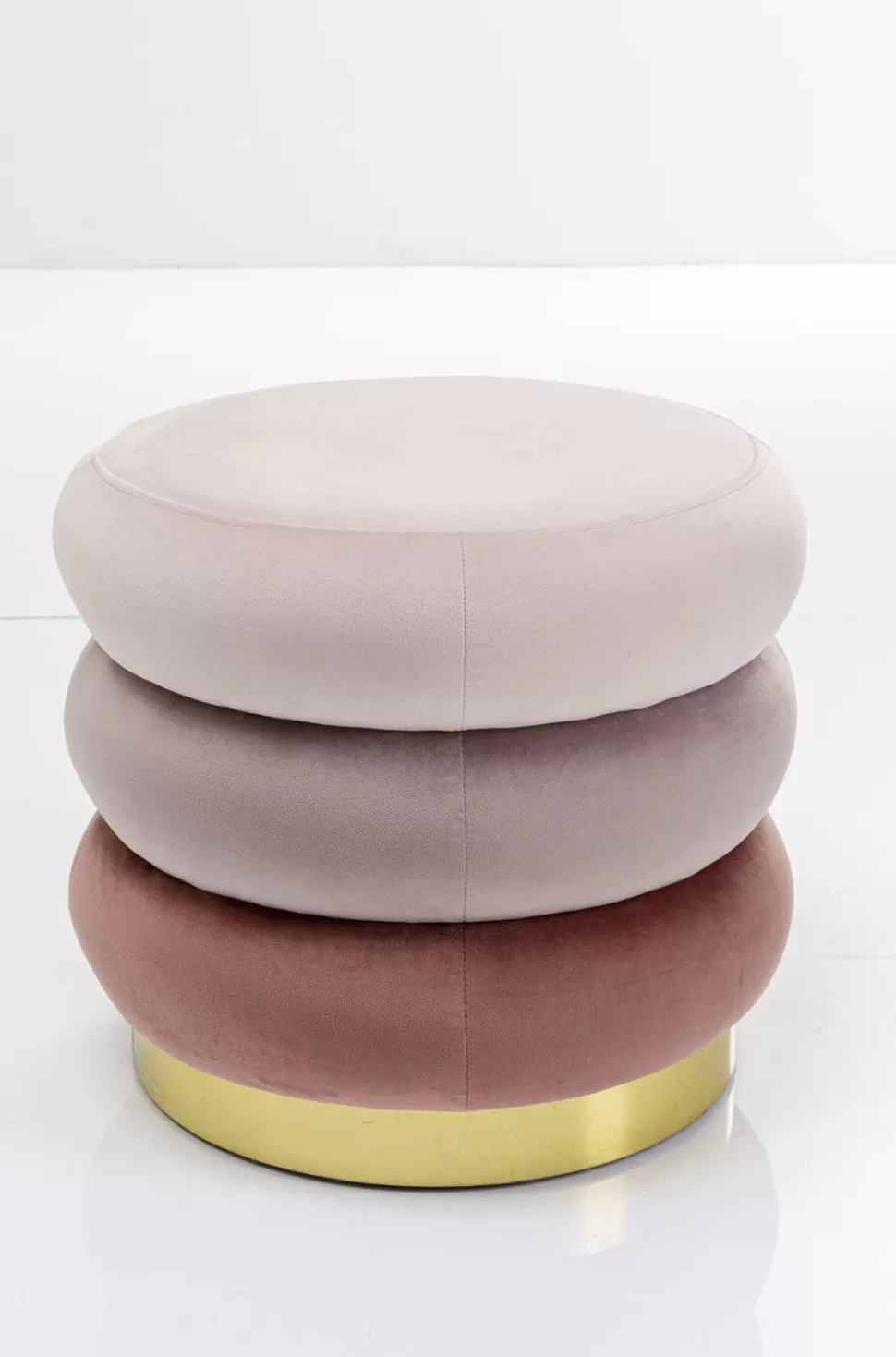 Taborety-KARE Design Pufa Sandwich Triple Ø40x45 Cm Odcienie Różu