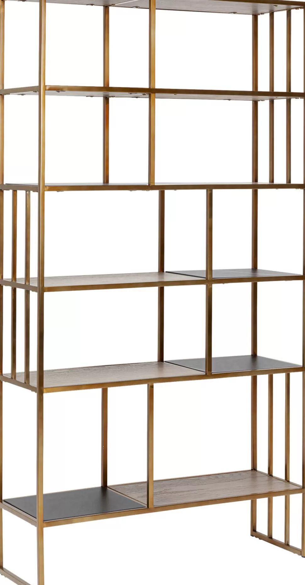 Regały-KARE Design Regał Cesaro 90x170 Cm Złoty - Półki Czarne I Naturalne