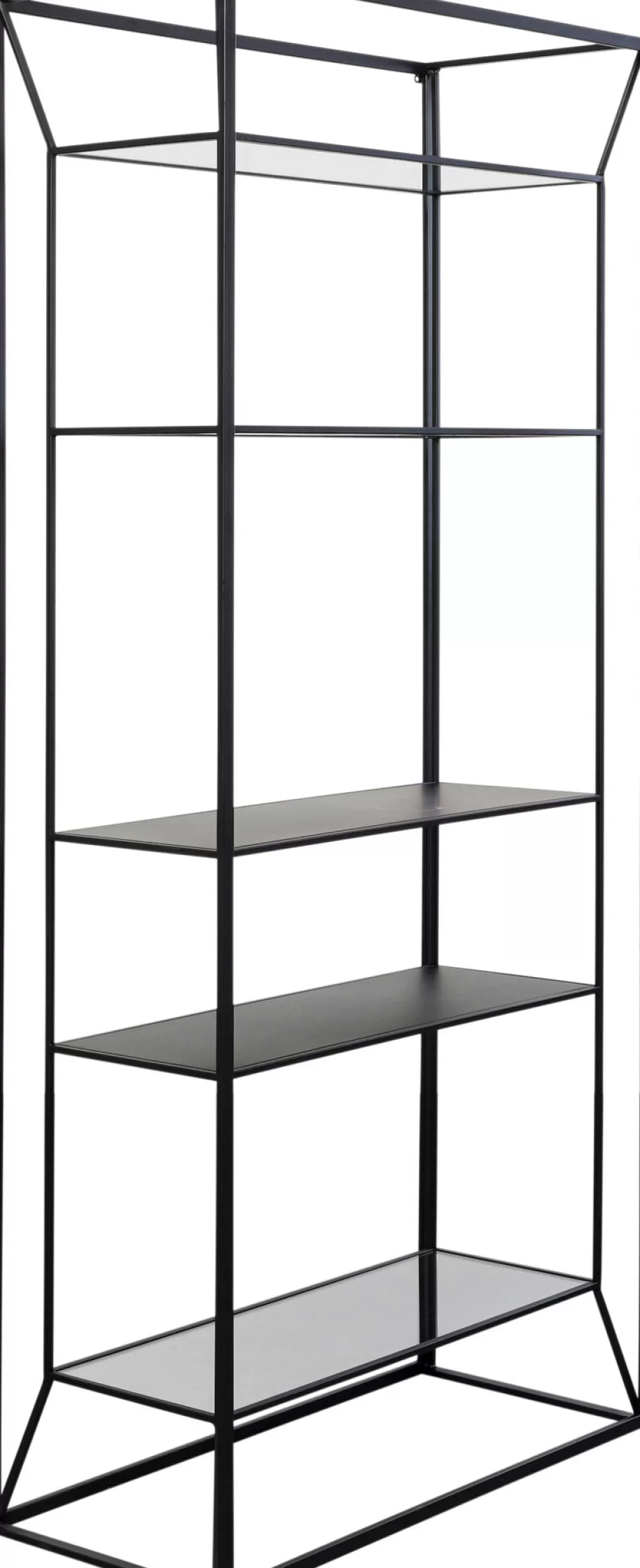 Regały-KARE Design Regał Loft Stal Czarna I Szkło Transparentne 90x200 Cm