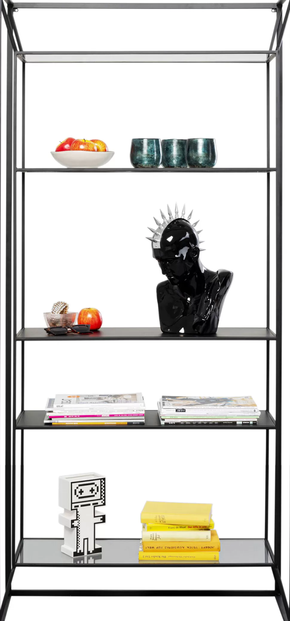 Regały-KARE Design Regał Loft Stal Czarna I Szkło Transparentne 90x200 Cm