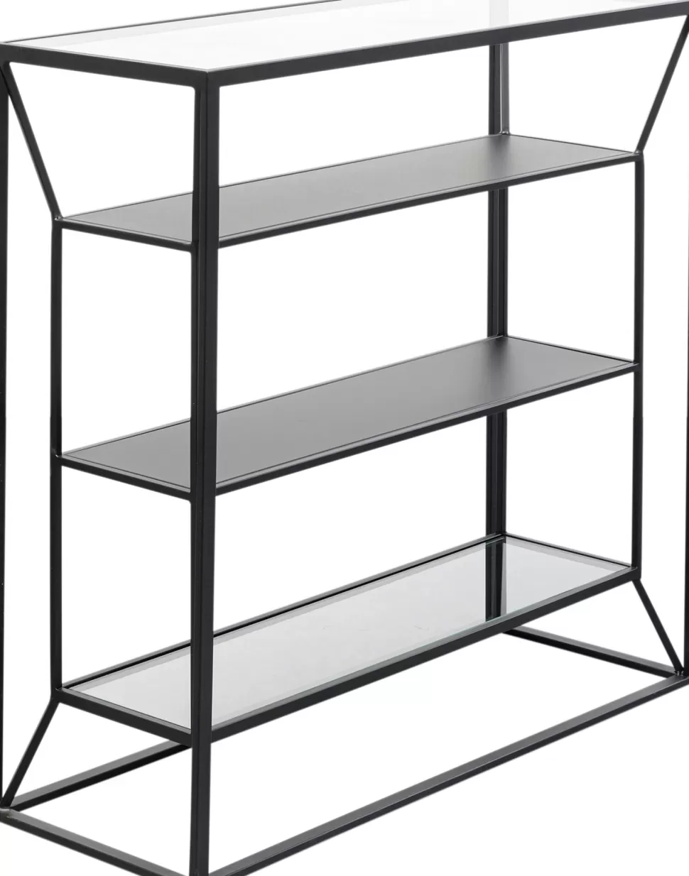 Regały-KARE Design Regał Loft Stal Czarna I Szkło Transparentne 90x90 Cm